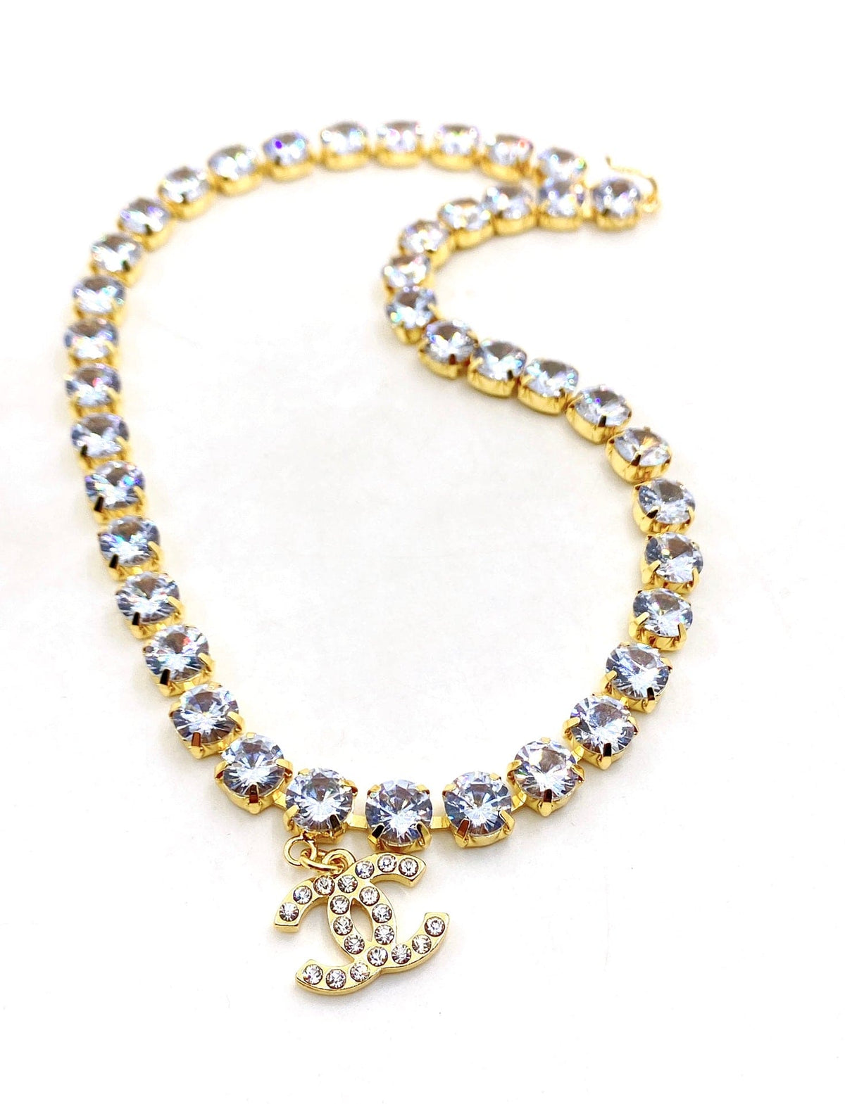 18K Chanel Crystals Chain Necklace