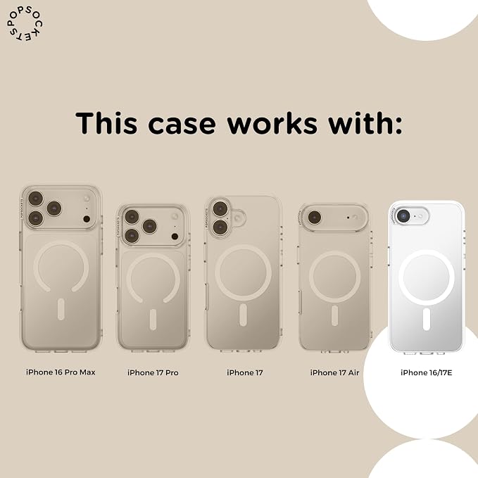 PopSockets iPhone 16E/17E Phone Case with MagSafe, Wireless Charging Compatible, Bookish - Mirror Starfall
