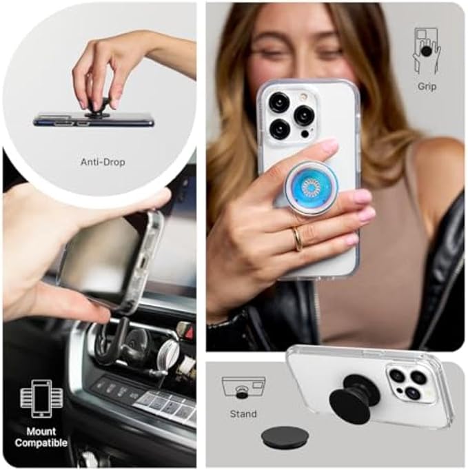 PopSockets iPhone 13 Pro Phone Case with MagSafe- Sweet Heart Blue | Magnetic, Wireless Charging, Camera & Drop Protection, Blue, Phone, Women