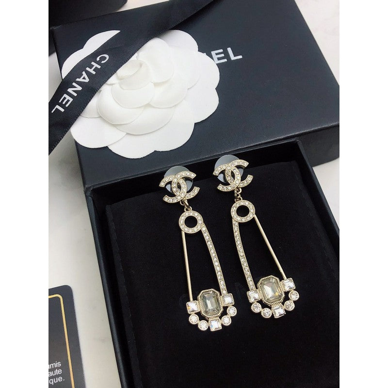 18K Chanel Crystal Pendant Earrings