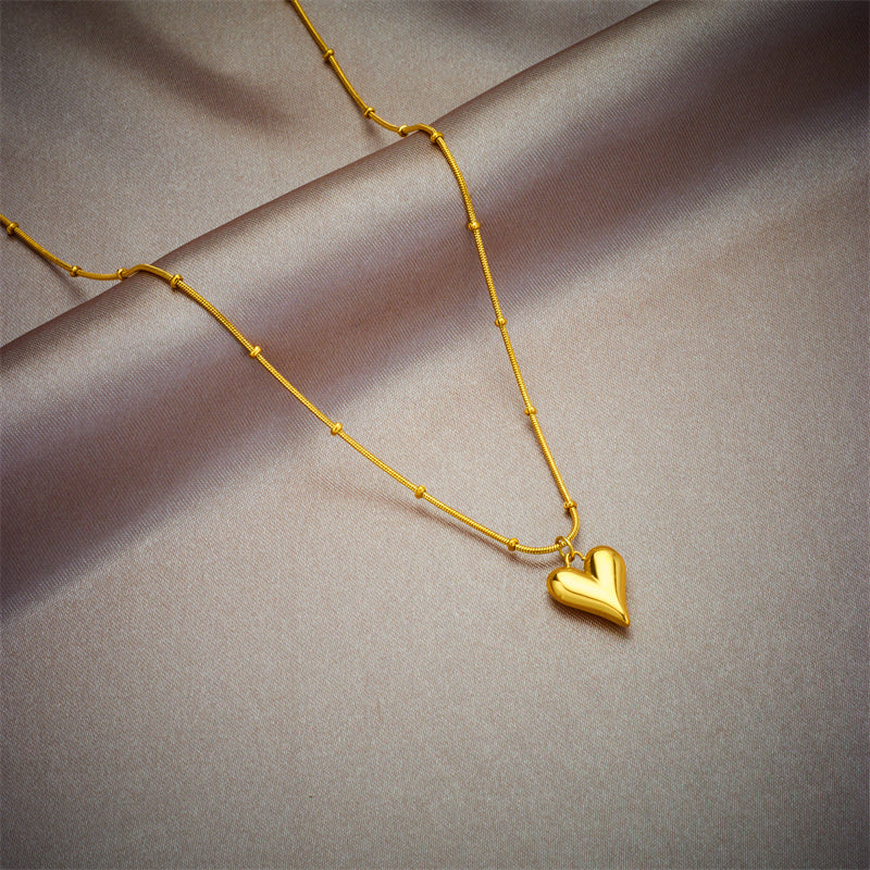 IL - Gold Stainless Steel Heart Pendant Necklace