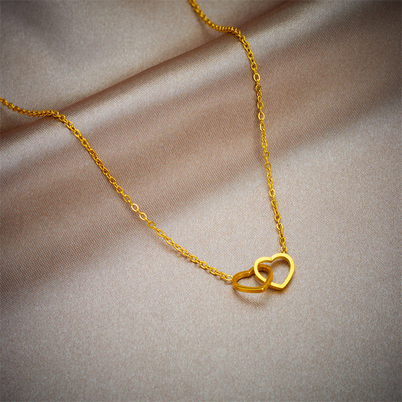 IL - Gold Stainless Steel Heart Pendant Necklace