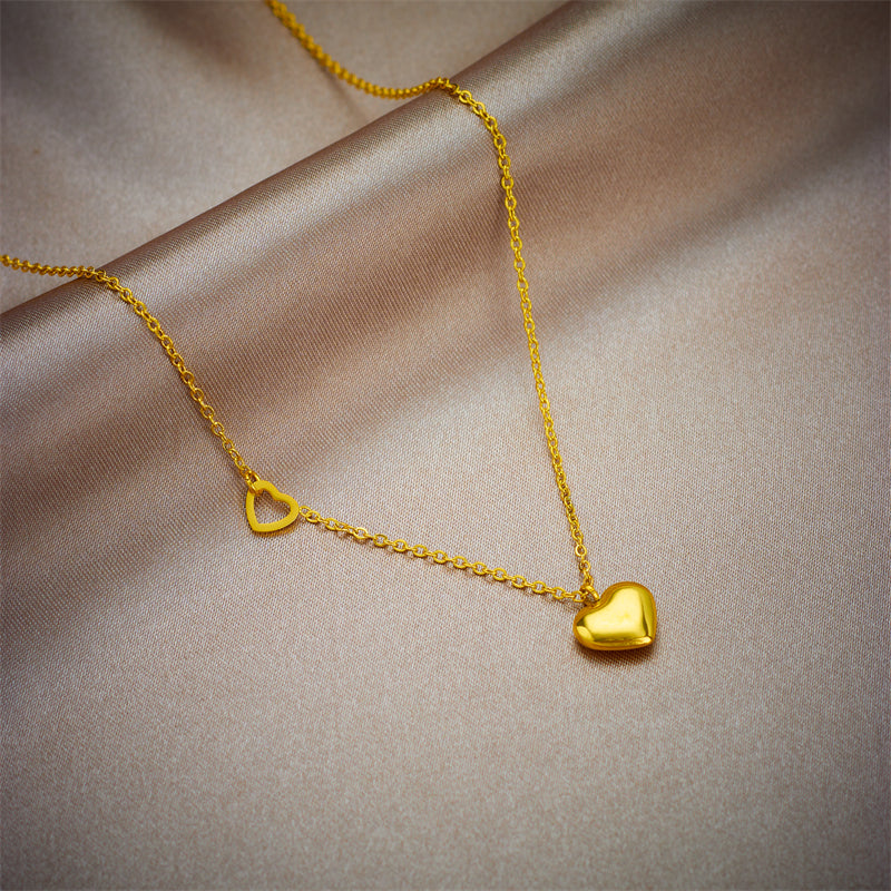 IL - Gold Stainless Steel Heart Pendant Necklace