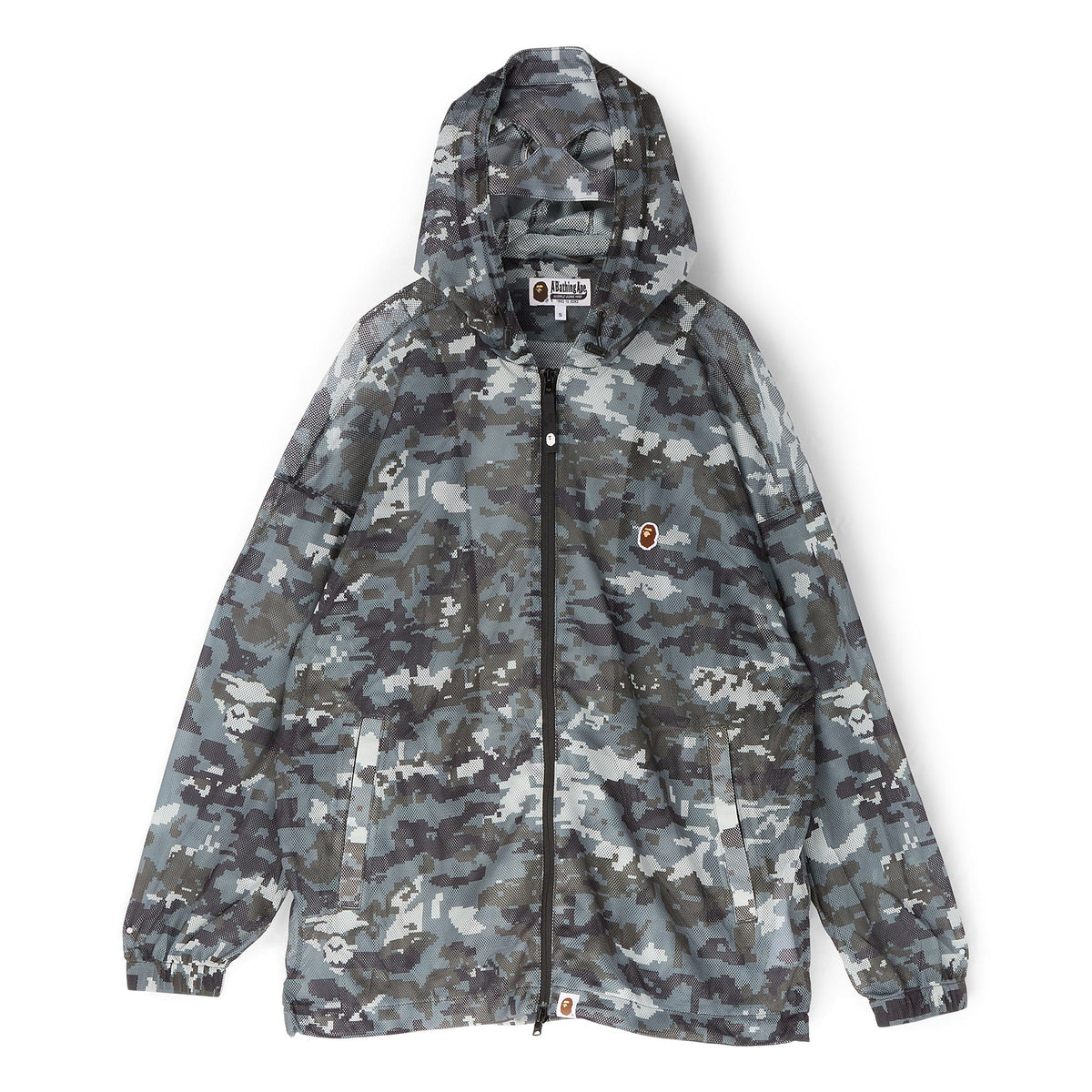 A Bathing Ape Multi Pixel Camo Mesh Hoodie Jacket M (Black)