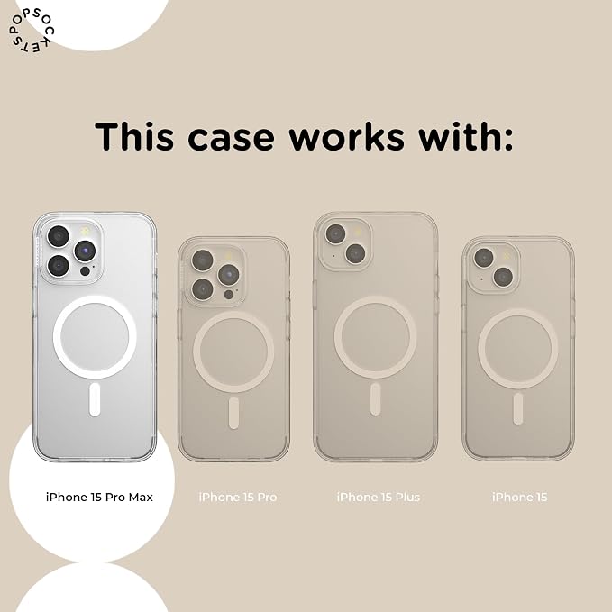 PopSockets iPhone 15 Pro Max Phone Case with MagSafe, Wireless Charging Compatible, Neutral - Amber