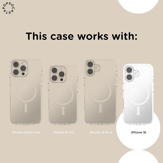 PopSockets iPhone 16 Phone Case with MagSafe- Floating Florals | Magnetic, Wireless Charging, Camera & Drop Protection, Hot Pink, Flower, Floral