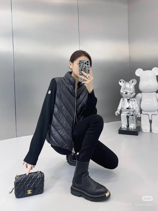 042067  Women's knitted spliced down jacket clothing